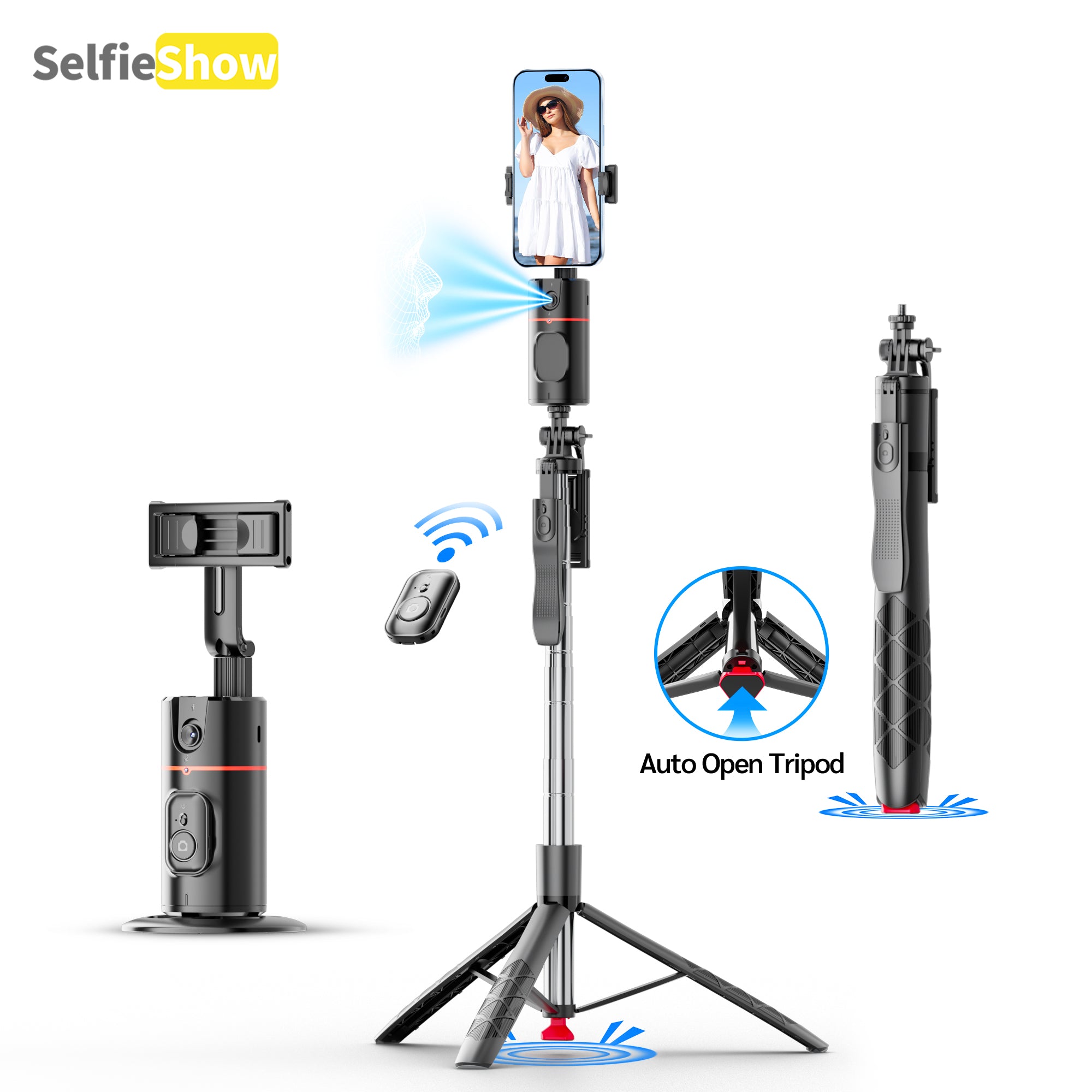 68" AI Face Tracking Tripod with Remote – 360° Auto Tracking for Hands-Free Content Creation