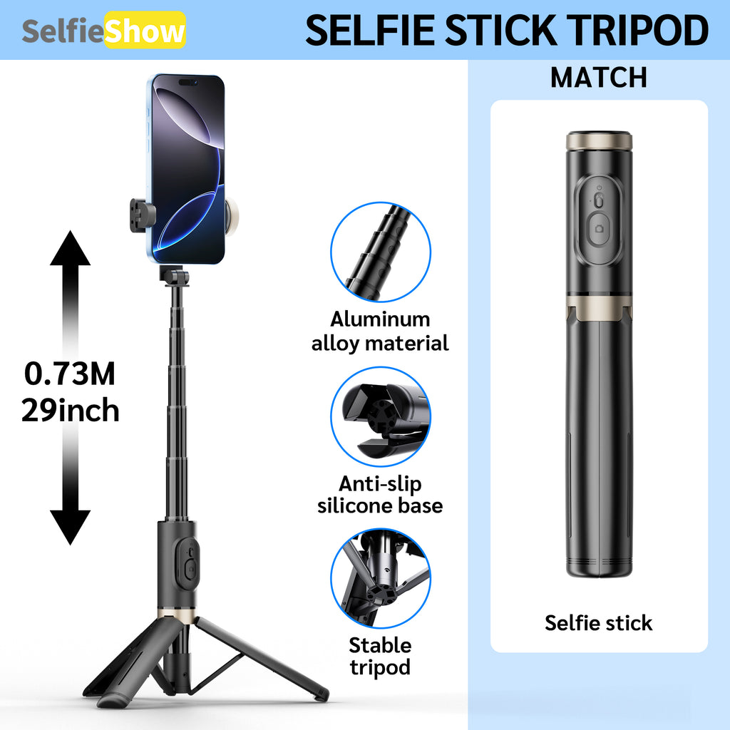 29" Mini Portable Selfie Stick Tripod with iPhone & Android for Travel, Vlogging, Selfies & Video Recording