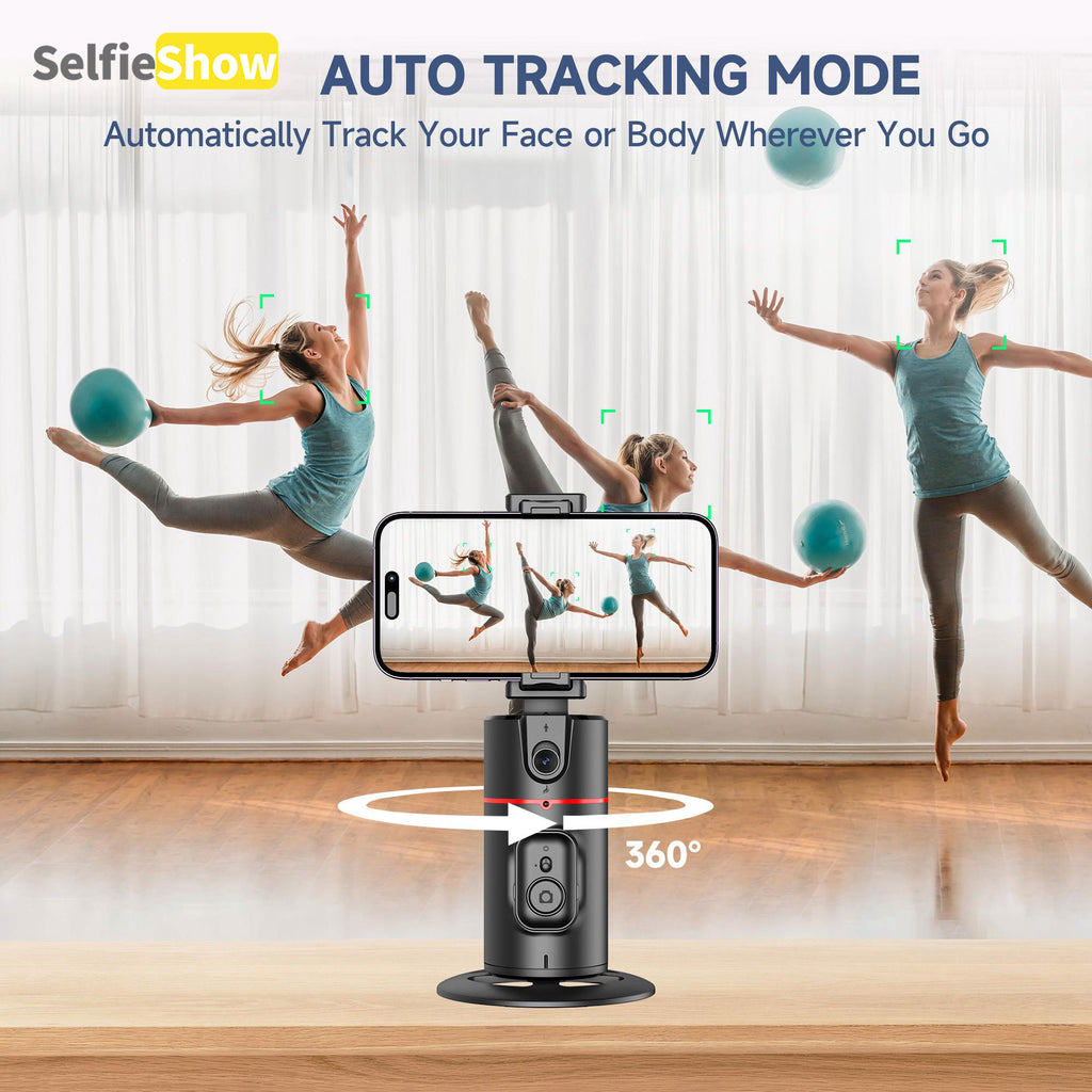 360° AI Face Tracking Phone Holder, Gesture Control, No App Required
