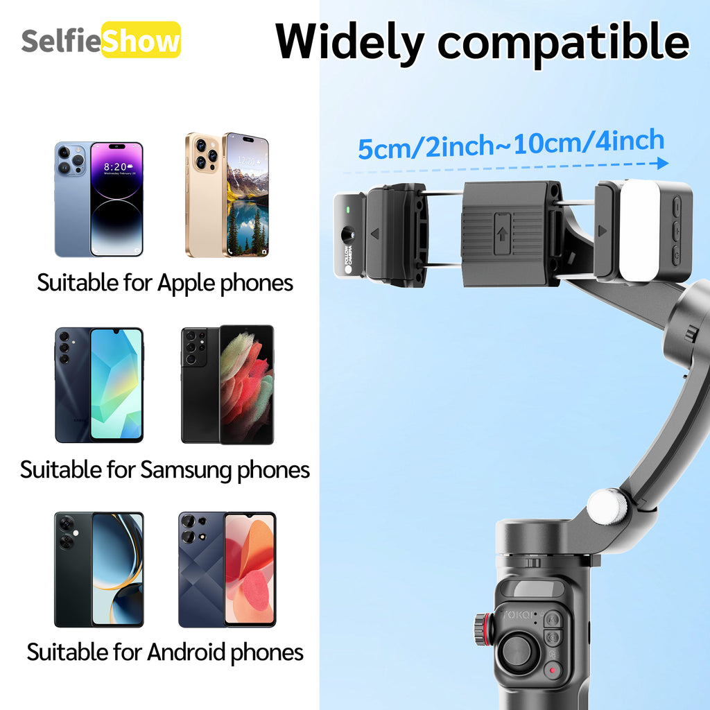 AI Face Tracking Gimbal Stabilizer – 3-Axis Stabilization, Gesture Control & Built-In Fill Light