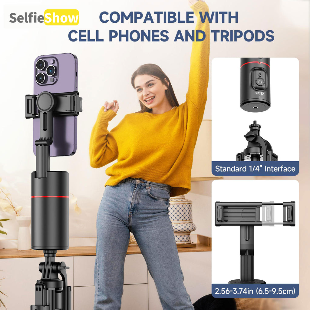 360° AI Face Tracking Phone Holder, Gesture Control, No App Required