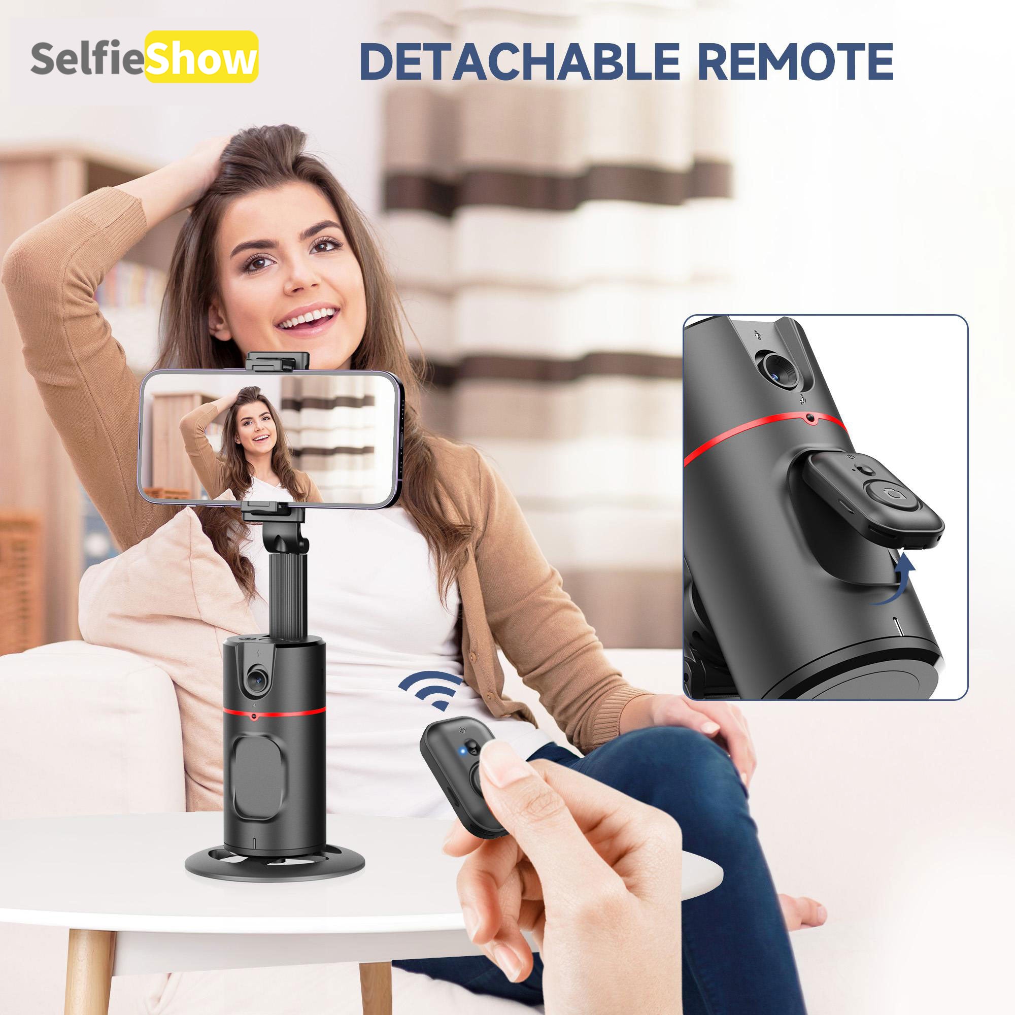 360° AI Face Tracking Phone Holder, Gesture Control, No App Required