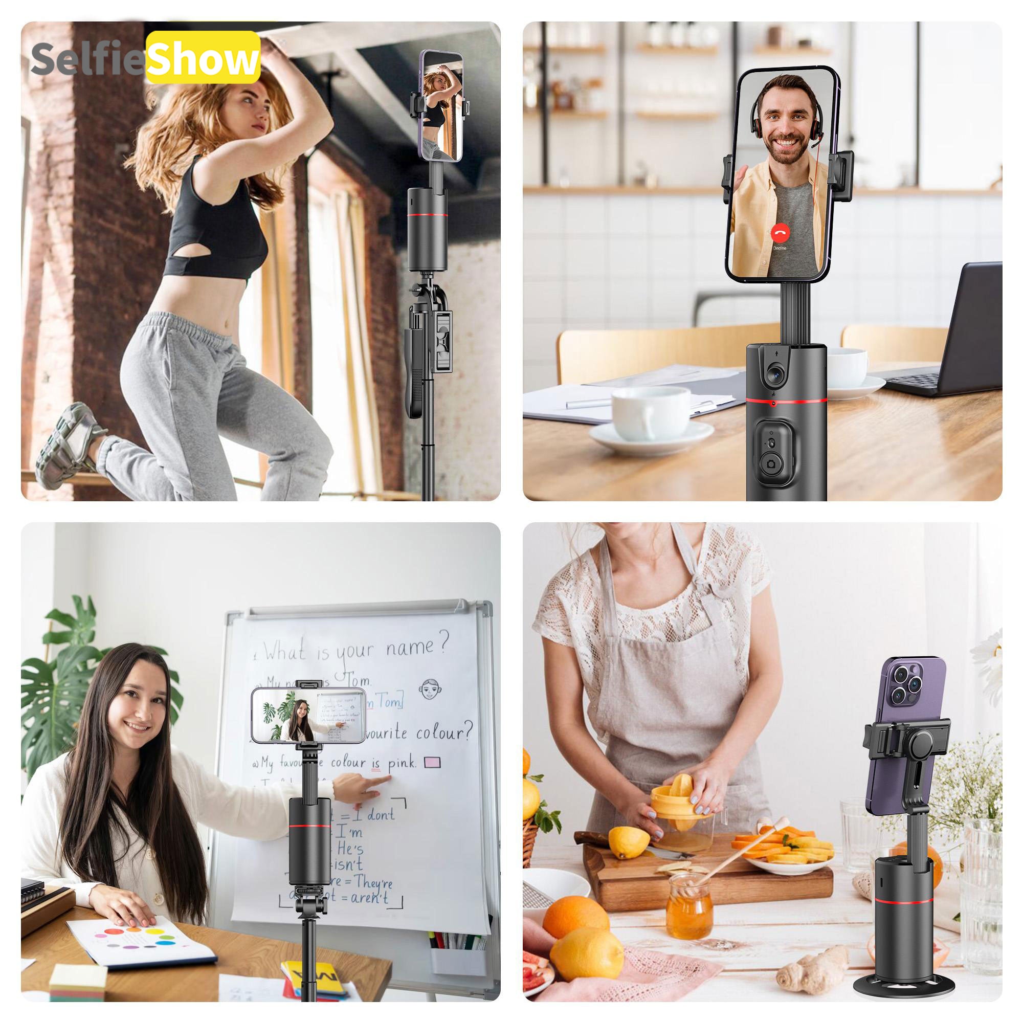 360° AI Face Tracking Phone Holder, Gesture Control, No App Required