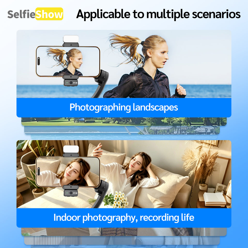 AI Face Tracking Gimbal Stabilizer – 3-Axis Stabilization, Gesture Control & Built-In Fill Light