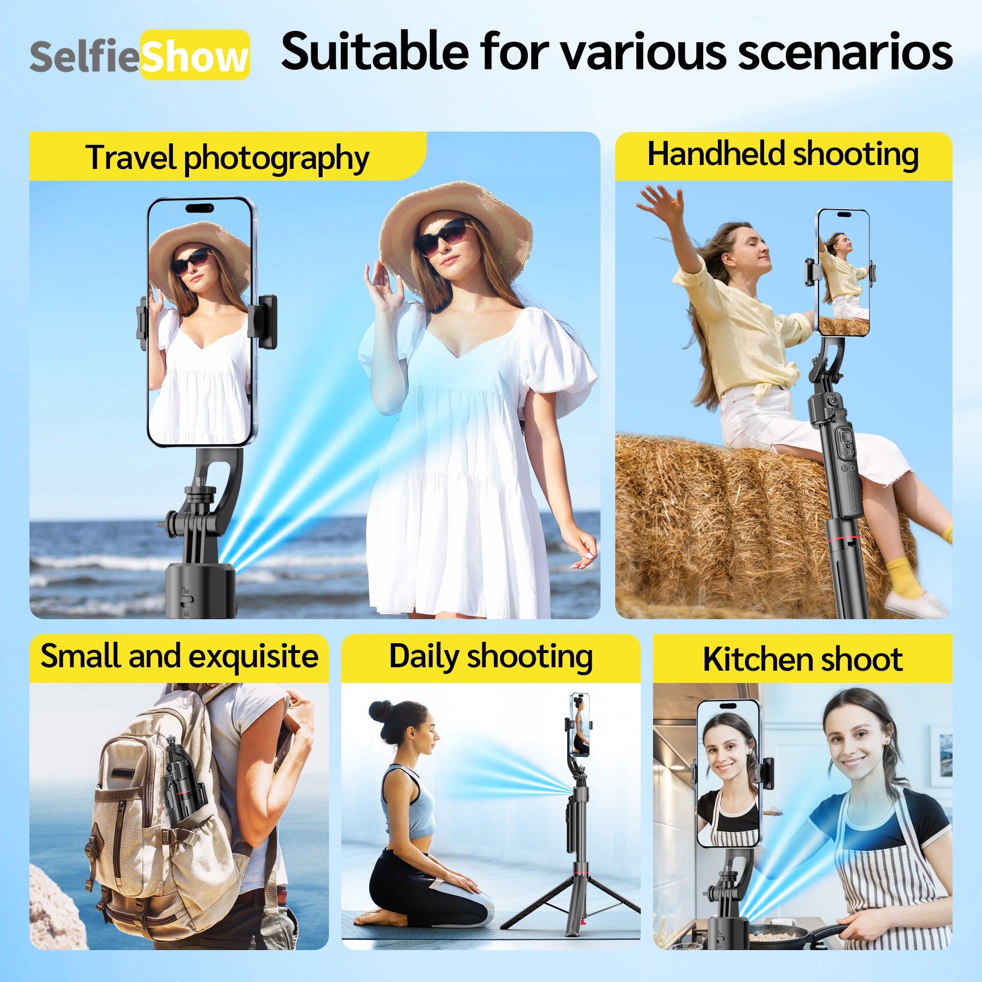 70in AI Face Tracking Tripod with Remote & Gesture Control