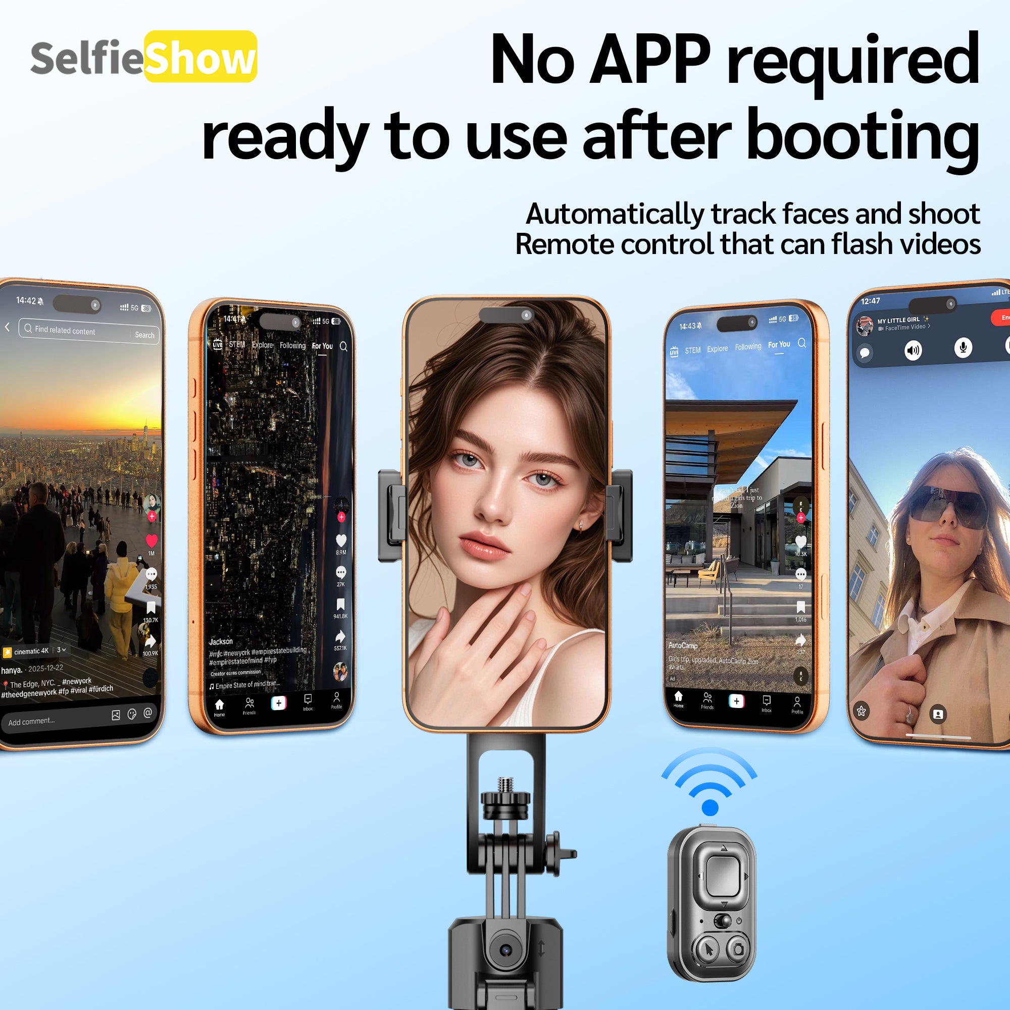 70in AI Face Tracking Tripod with Remote & Gesture Control