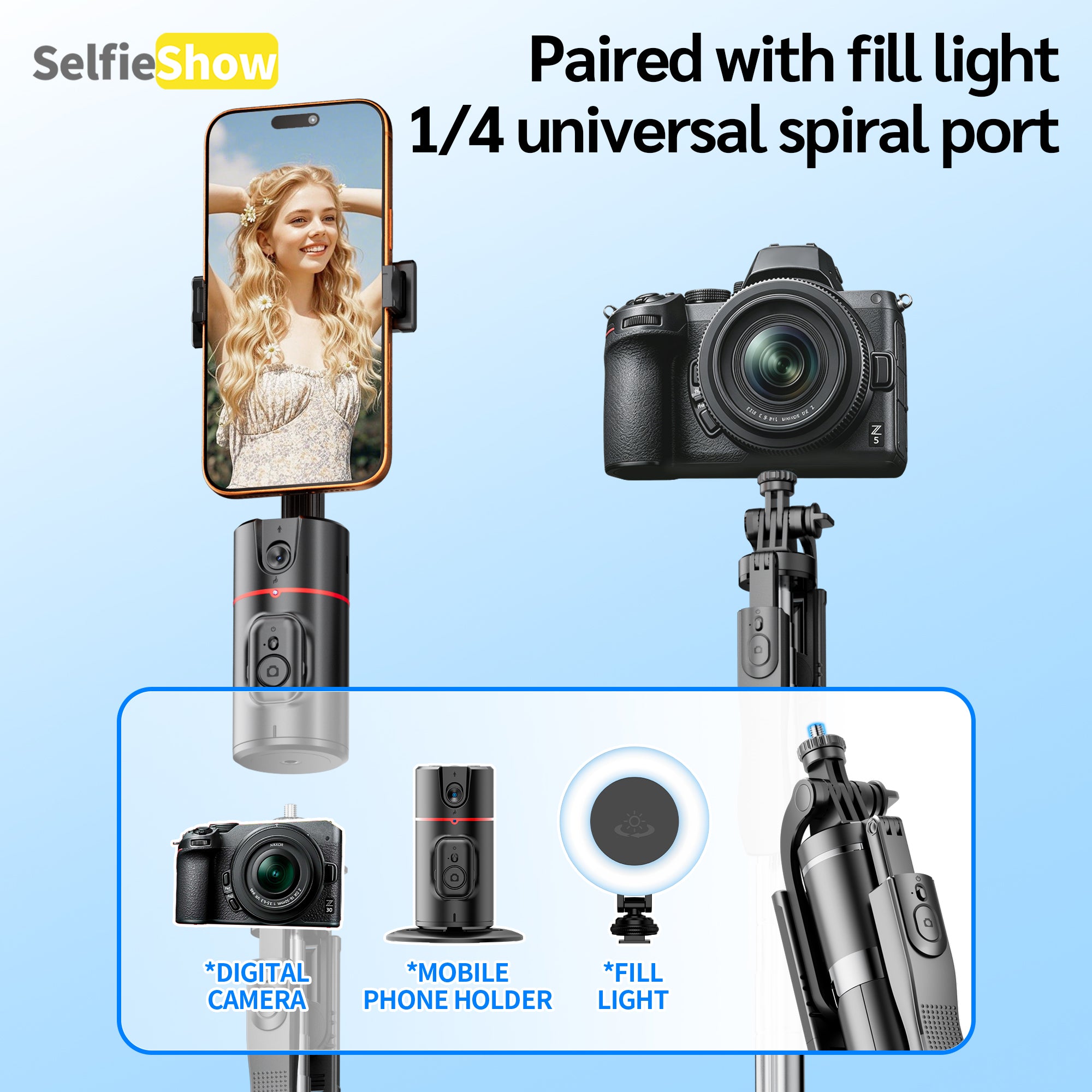 68" AI Face Tracking Tripod with Remote – 360° Auto Tracking for Hands-Free Content Creation
