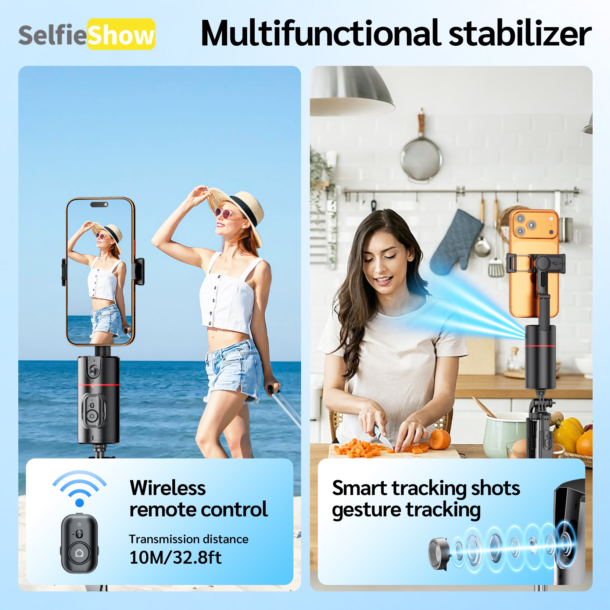 68" AI Face Tracking Tripod with Remote – 360° Auto Tracking for Hands-Free Content Creation