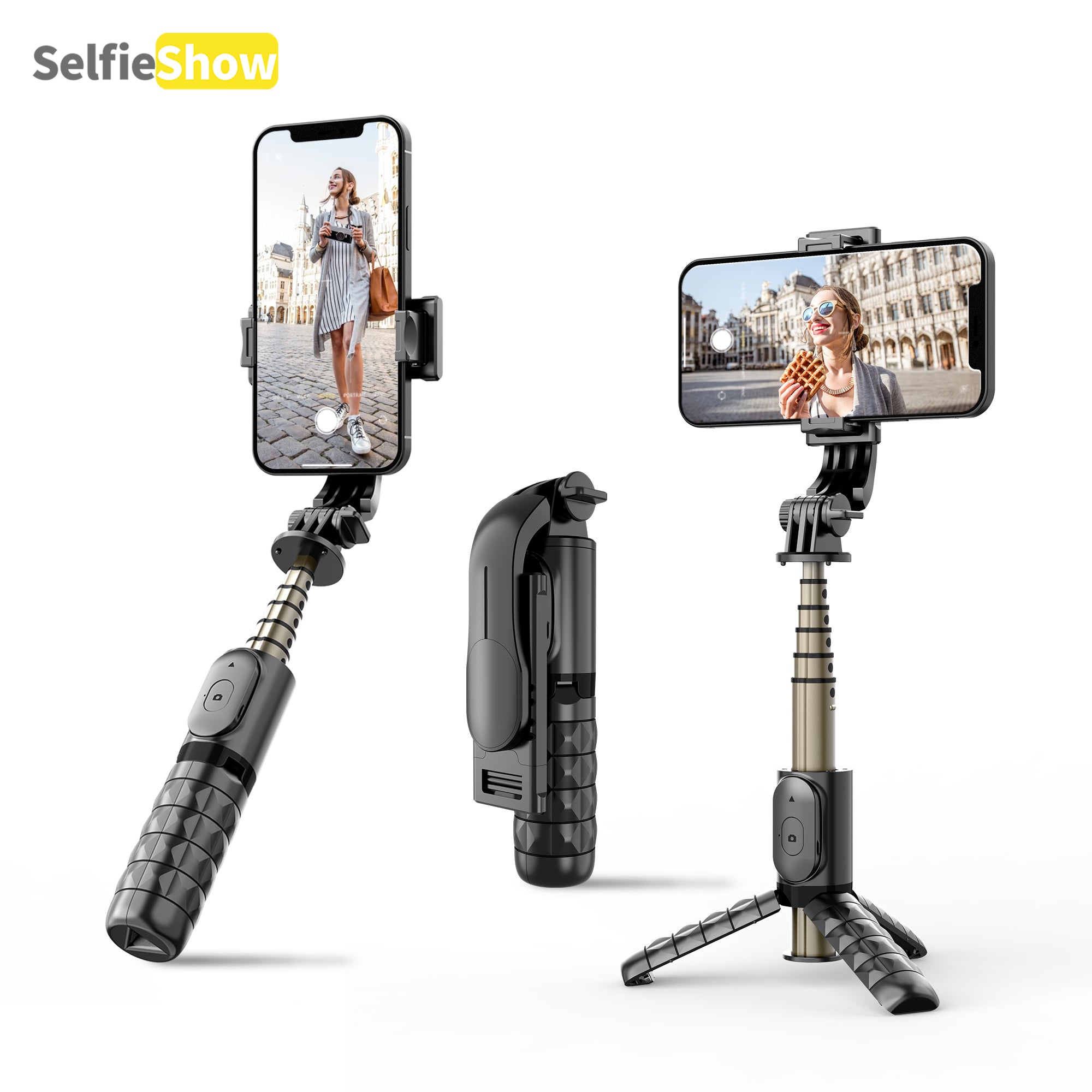 Mini Aluminum Alloy Bluetooth Selfie Stick Tripod for Phone, Desktop Stand with 360° Rotation & Remote for iOS & Android