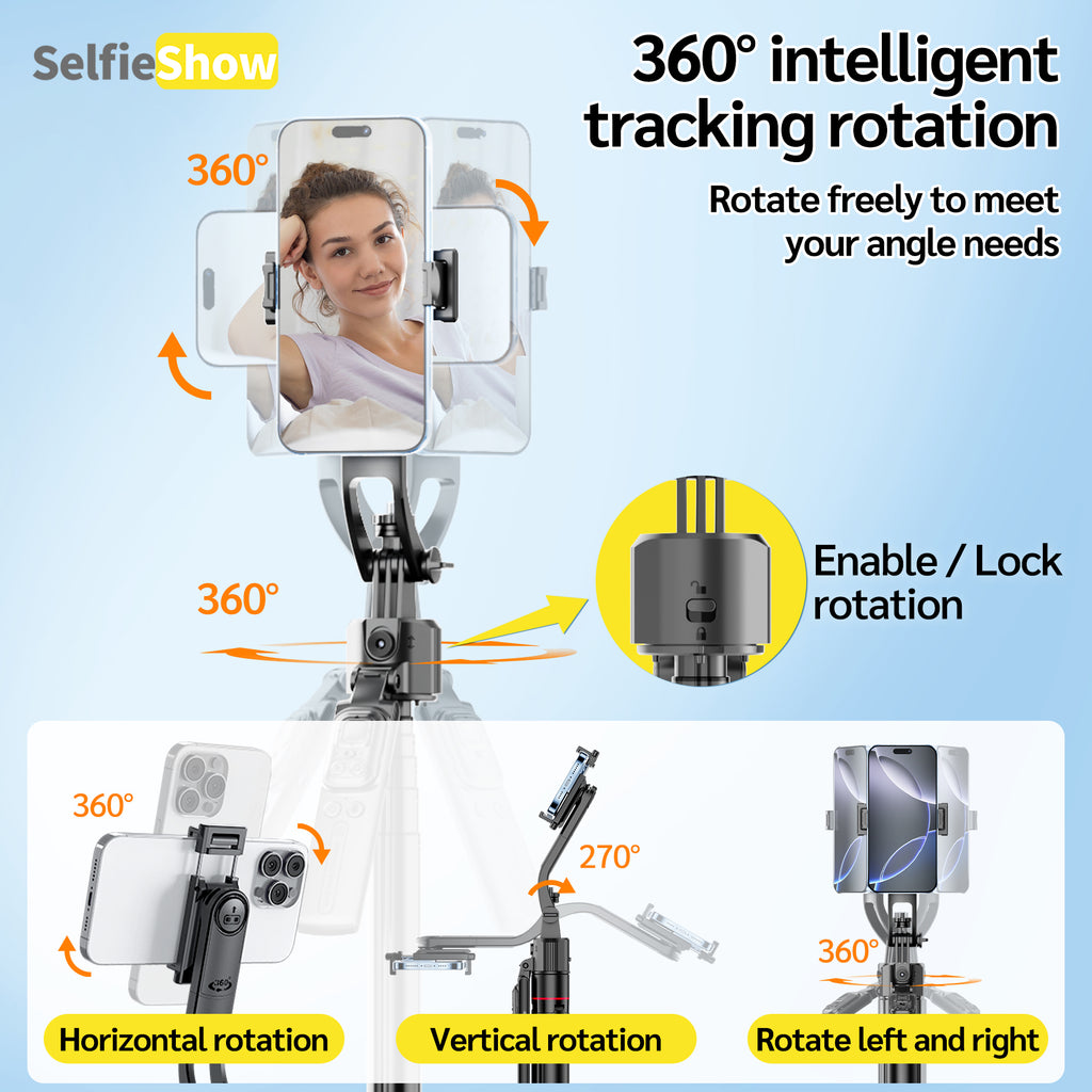 70in AI Face Tracking Tripod with Remote & Gesture Control