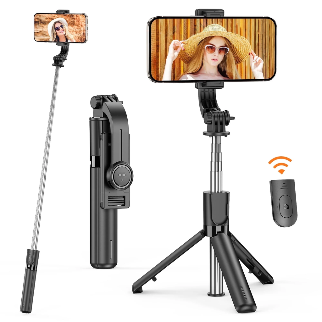 Portable Bluetooth Selfie Stick Tripod with Detachable Phone Holder