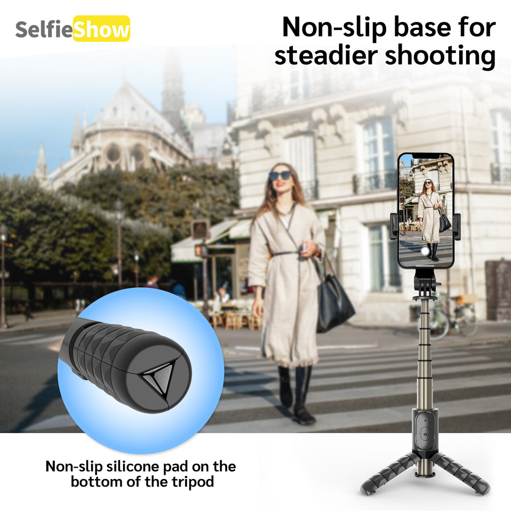 Mini Aluminum Alloy Bluetooth Selfie Stick Tripod for Phone, Desktop Stand with 360° Rotation & Remote for iOS & Android