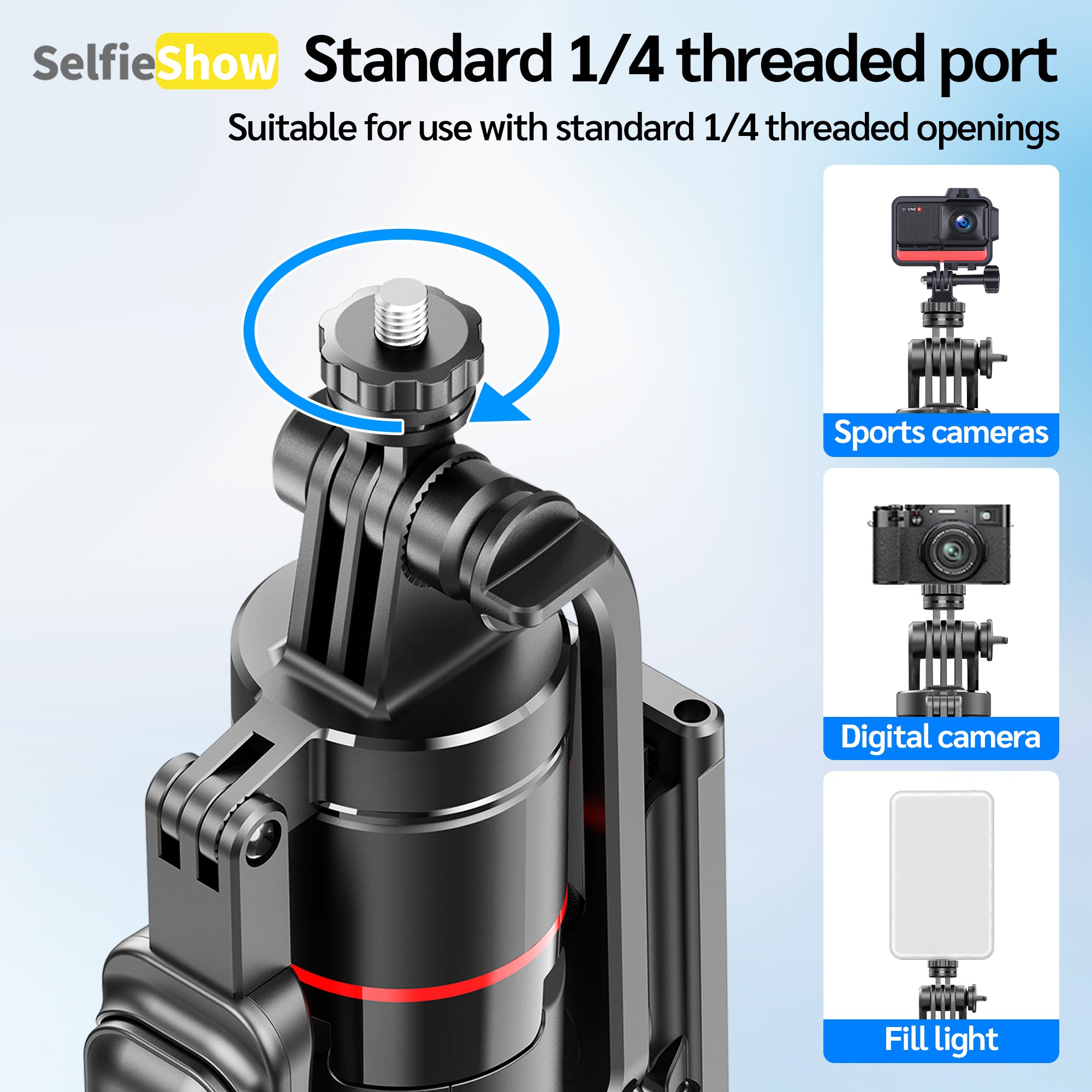 69" Auto Pop-Up Tripod Selfie Stick, 1.77m All-in-One Aluminum Phone Tripod with Balance Handle, Detachable Clamp & 1/4" Mount Compatibility