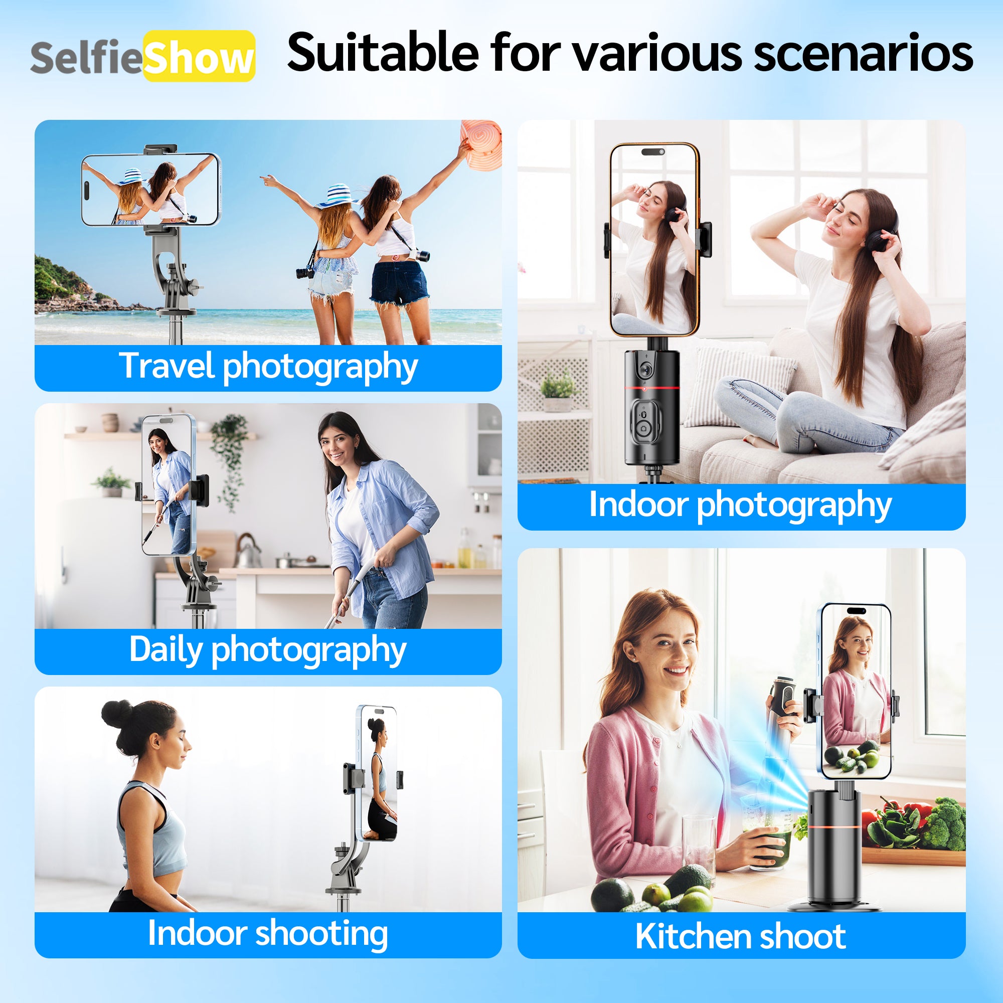 68" AI Face Tracking Tripod with Remote – 360° Auto Tracking for Hands-Free Content Creation