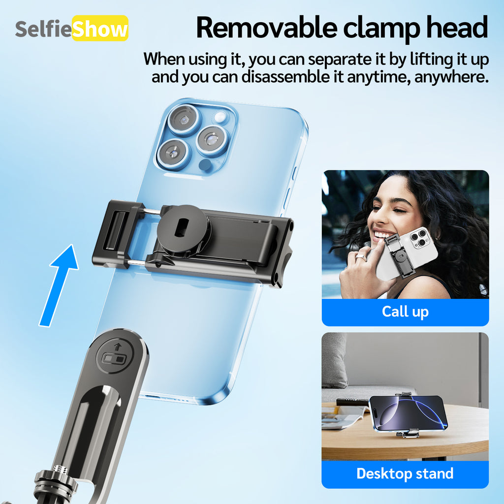 69" Auto Pop-Up Tripod Selfie Stick, 1.75m All-in-One Phone Tripod with Remote, Anti-Wobble Handle & 360° Adjustable Mount