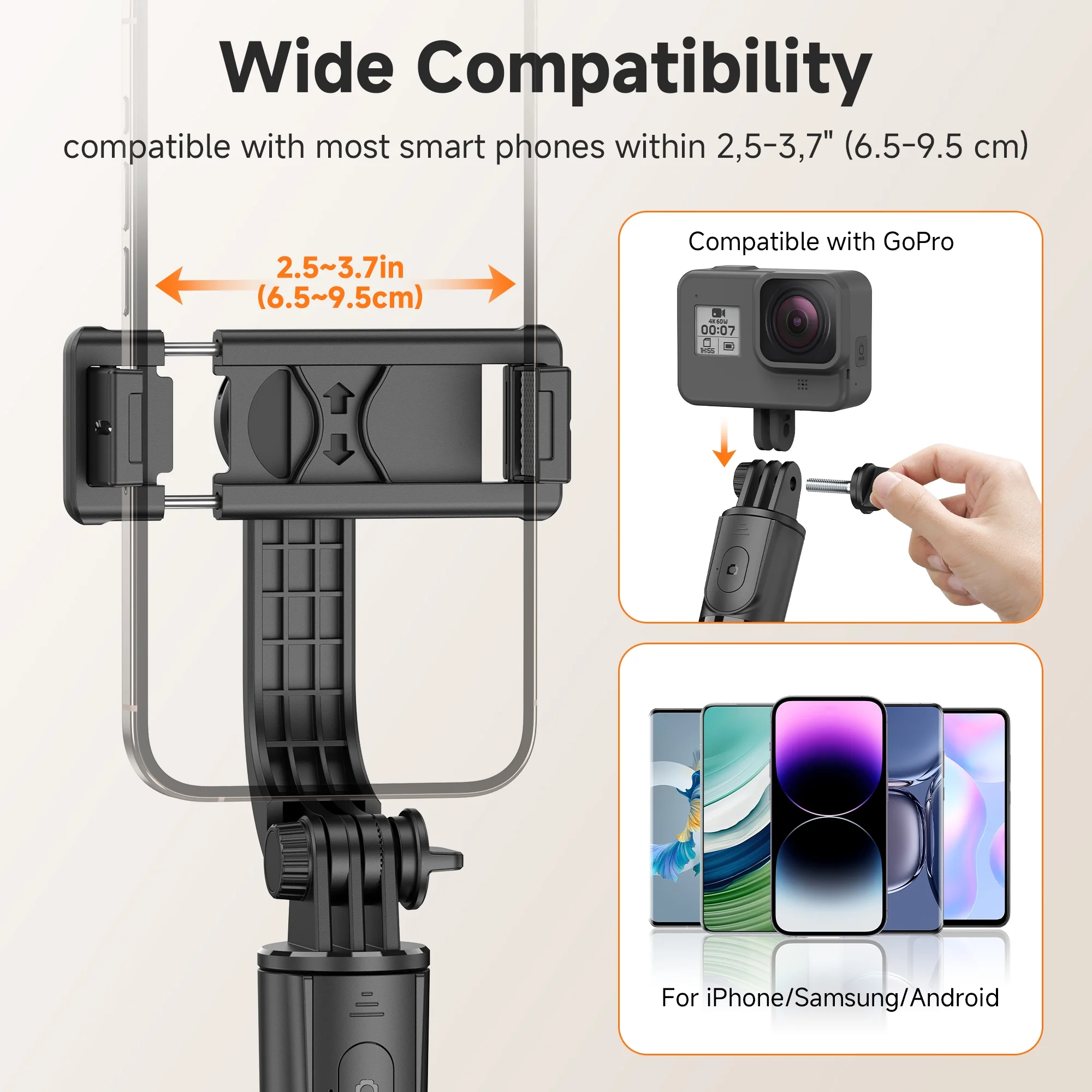 Portable Bluetooth Selfie Stick Tripod with Detachable Phone Holder