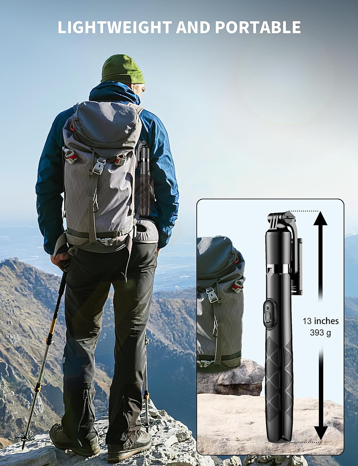 71" Heavy-Duty Bluetooth Selfie Stick Tripod with Remote, 360° Rotating Phone Stand for iPhone & Android