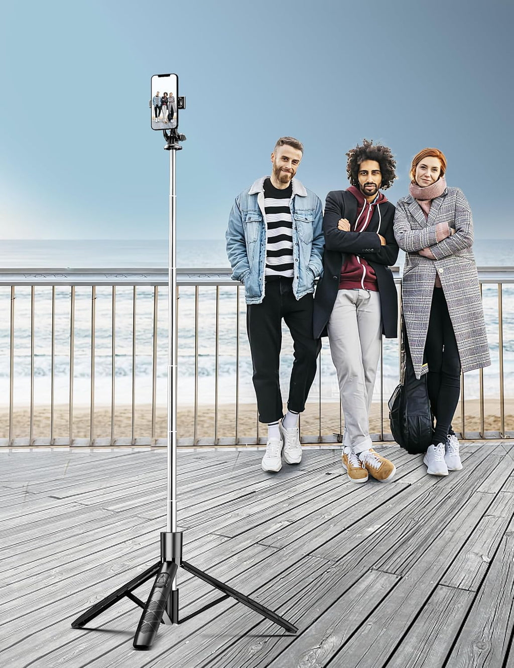 71" Heavy-Duty Bluetooth Selfie Stick Tripod with Remote, 360° Rotating Phone Stand for iPhone & Android
