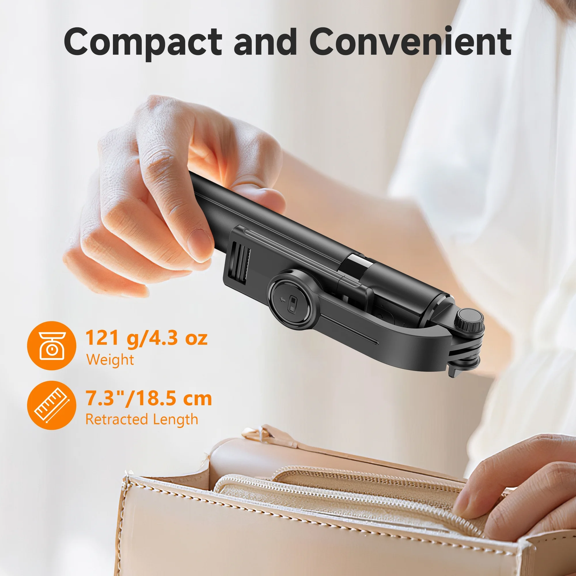 Portable Bluetooth Selfie Stick Tripod with Detachable Phone Holder